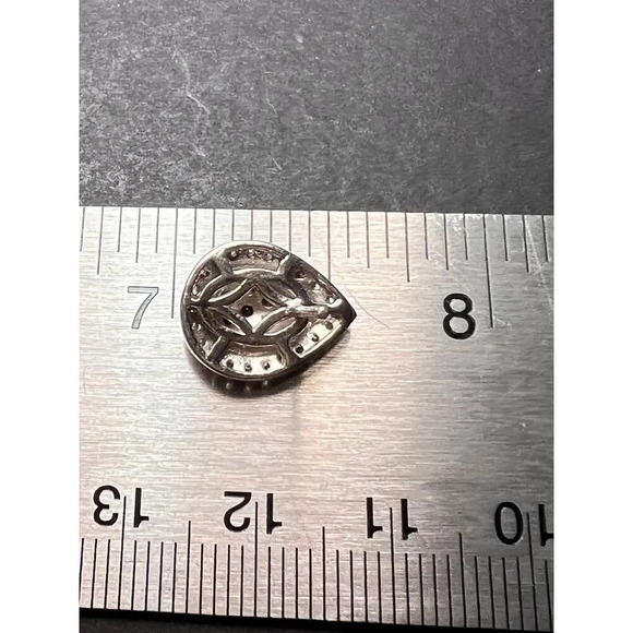 Red garnet and white topaz teardrop sterling silver post earrings - Picture 2 of 8